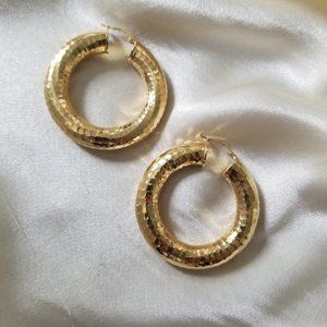 Hammered Puff Hoops - lightweight